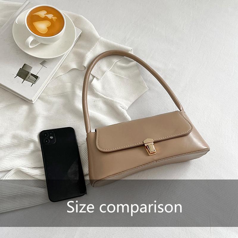 Women Retro Tote Bag Trendy Vintage Underarm Bag Portable Casual PU Leather Solid Color Simple Handle Handbags Shoulder Bag