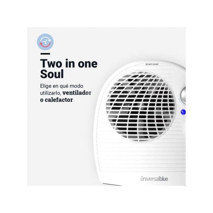 UNIVERSALBLUE Chauffage Soufflant Électrique, Petit Blanc, Radiateur Soufflant Horizontal, 3 Modes De Fonctionnement, Faible