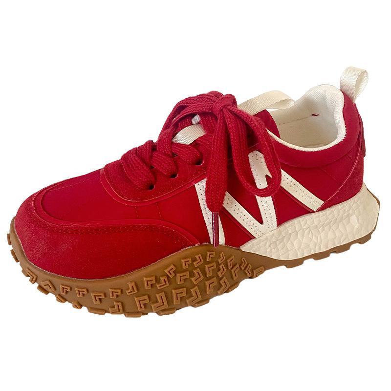 

A9844 latex insole/Forrest Gump sneakers women s platform niche 2024 new Hong Kong style waffle shoes dad shoes 40