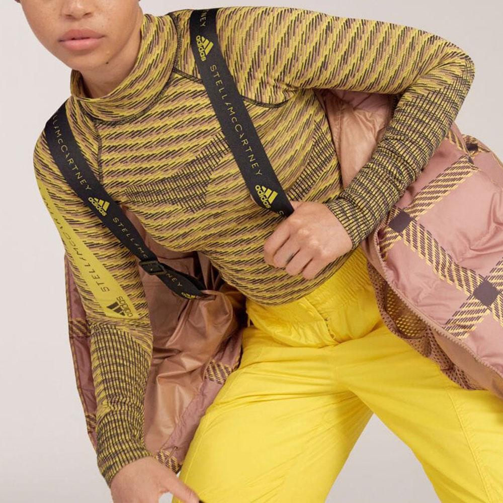 Adidas X Colaborare Stella McCartney Tricou de antrenament cu mânecă lungă din twill cu plasă la spate și imprimeu, pentru femei, galben HI1946