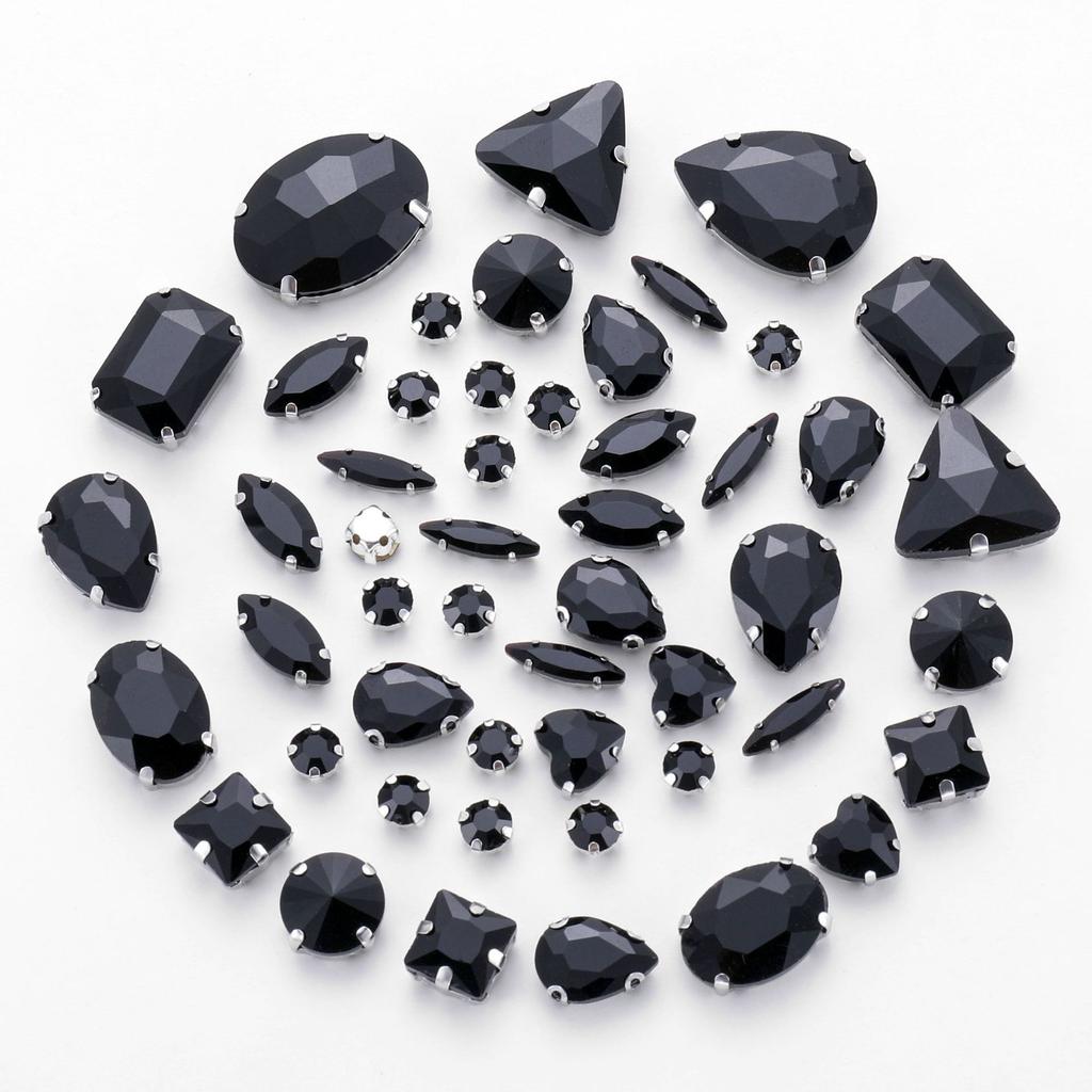 Mixed 50 Rhinestones Single Claw Glass Hand Sewing Drill Claw Drill DIY Wedding Decoration Clothing Crystal Buckle Rhinestone Sew on Beads