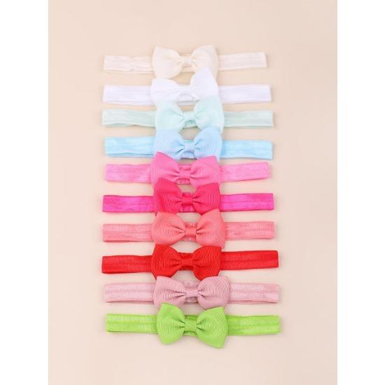 

10Pcs/Set Baby Bows Head Band Elastic Ribbon Hair Band Infant Headwear Solid Color Headband Hair Accessories Gifts