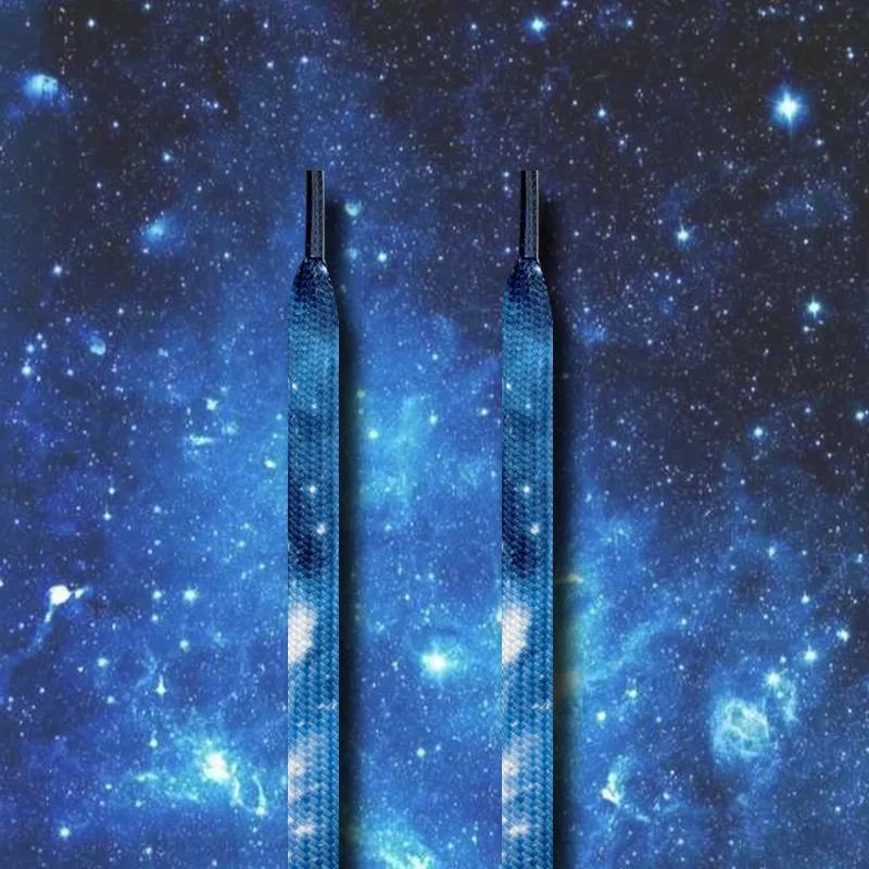 Colorful Starry Sky Shoelaces AJ1&AF1&Dunk Sneakers Shoe laces 0.8CM Width Flat Shoelace 120/140/160CM Shoes Accessories
