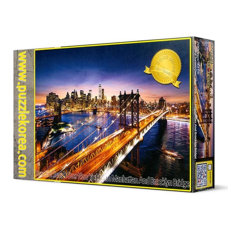 2000-teiliges Puzzle – Wunderschöner Sonnenuntergang in Manhattan, New York, beliebtes koreanisches Puzzle