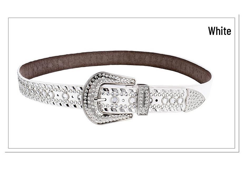 Unisex Fashion Rivet Belt with Rhinestone Alloy Pin Buckle