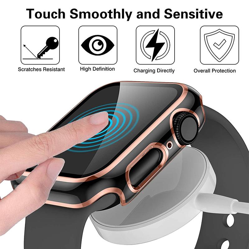 360 Full Screen Protector Bumper Frame Matte Hard Case For Apple Watch 8/7/6/SE/5 Cover Tempered Glass for IWatch 42/44/41/45mm
