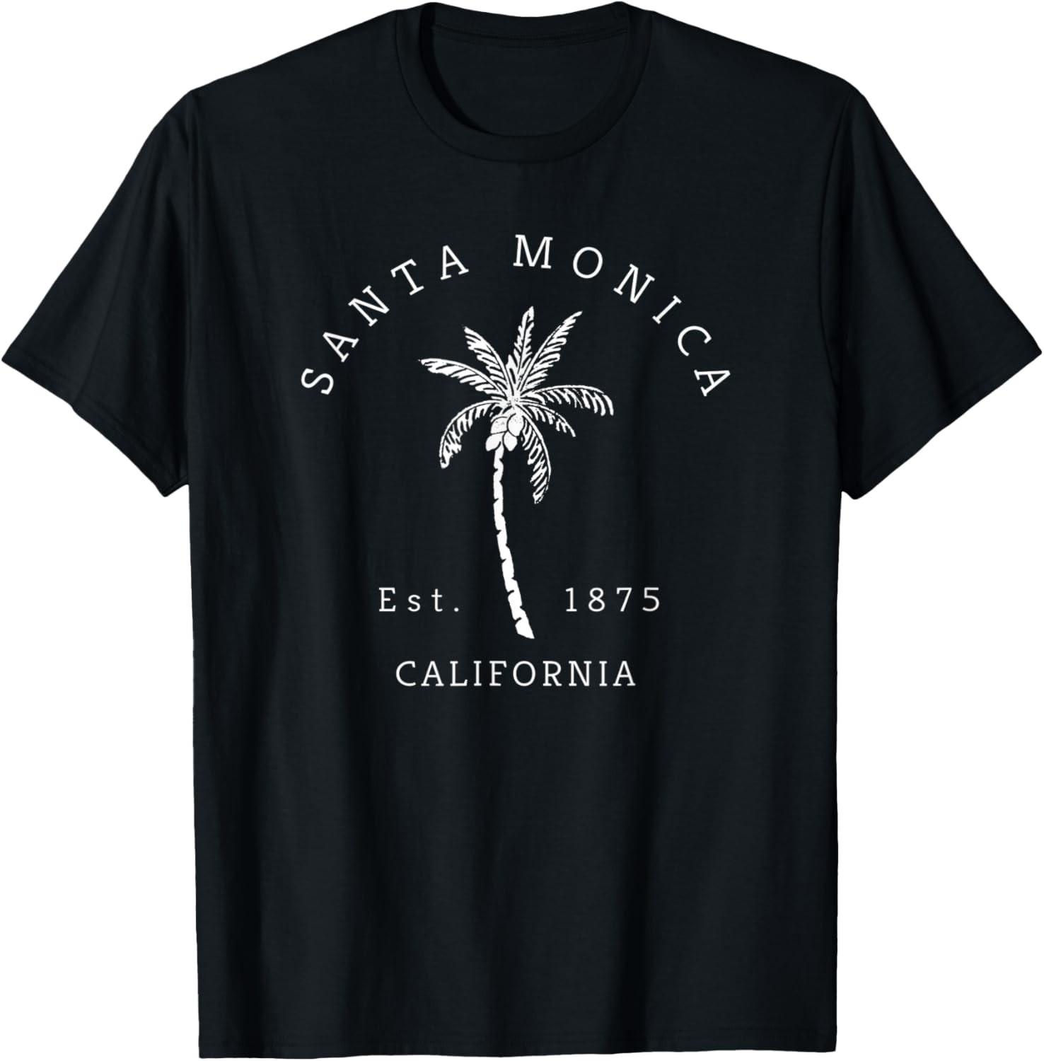 Retro Cool Santa Monica California Palm Tree Novelty T-Shirt XXXL