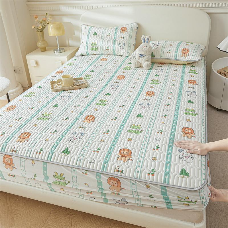 Cartoon Cute Pattern Cooling Fitted Sheet Single Natural Latex Fabric Soft Cushion for Bedding Slow Rebound Non-Slip Mattress