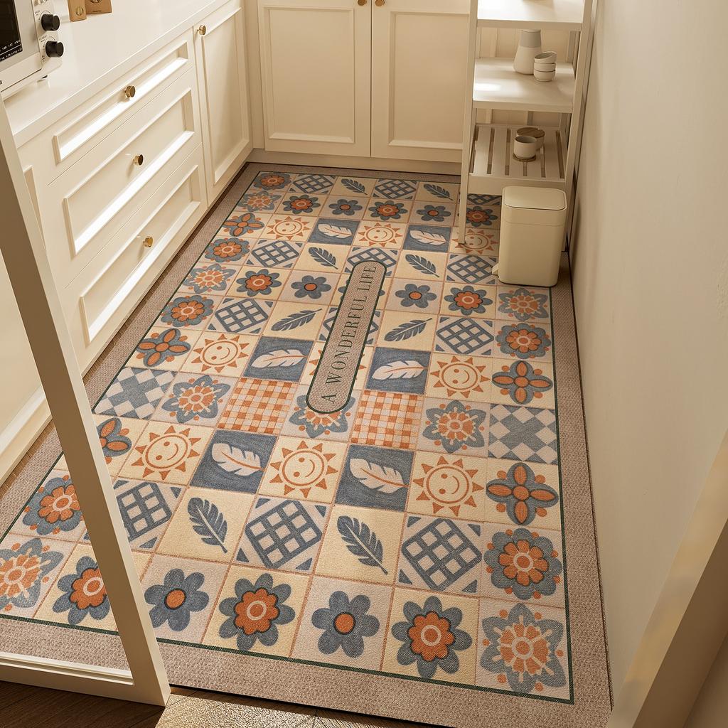 Carpet For Kitchen Waterproof Non-Slip Oil-Resistant Floor Mat Minimalist Geometric Pattern Rug Home Decoration Large Size Mats
