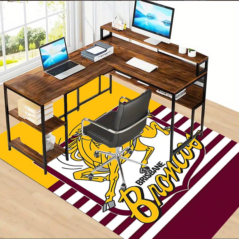 Brisbane Broncos Polyester Carpet, Soft Indoor Mat for Office Chair, Living Room, Computer Desk - Decorative Home Office Rug Design