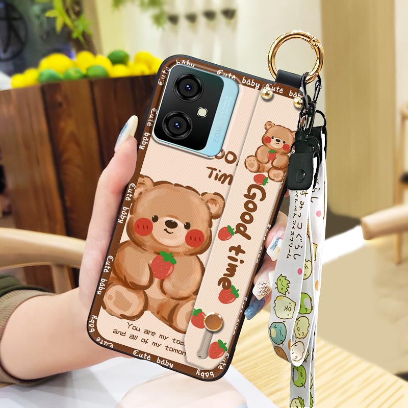 Silicone Kickstand Phone Case For Blackview Oscal C70 Shockproof Phone Holder Ring Lanyard Wristband Fashion Design Cute