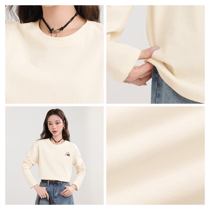 MJ STYLE Women's Cotton Long-Sleeve Cat Print T-Shirt