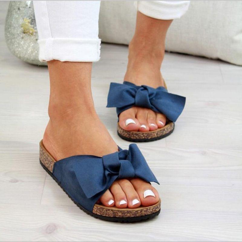 Women Flatform Bow Slides With Breathable Design For Summer Comfort**