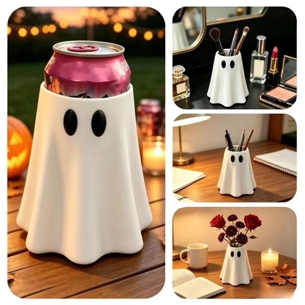 3D Printed Halloween Ghost Can Holder Spooky Ghost Beverage Sleeve Desk Ornament