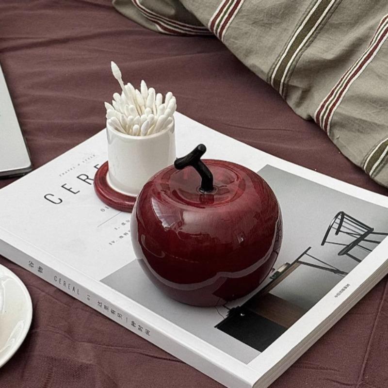 Light Luxury Advanced Creative Apple Ceramic Toothpick Storage Jar Personality Living Room High Appearance Decorative Ornament