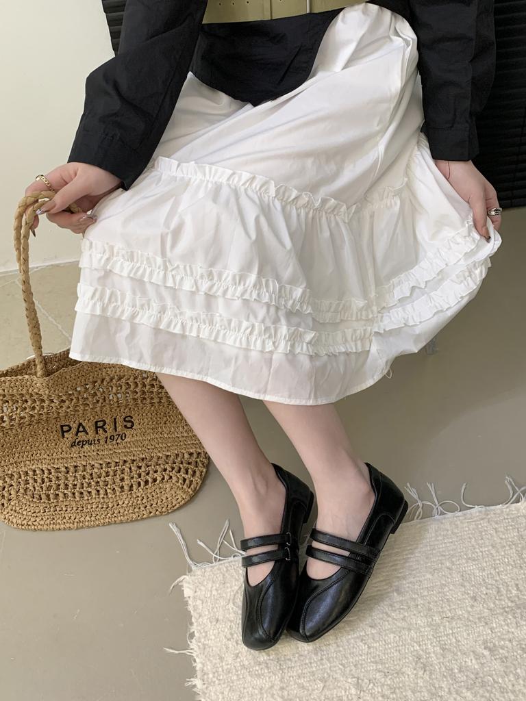 2025 New Vintage Round Head Velcro Flat Mary Jane Shoes Sports College Style Casual Ballet Shoes Single Shoes