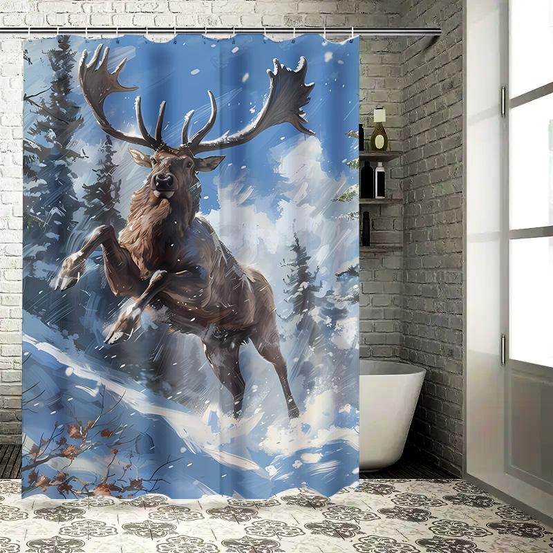 Stylish Deer Shower Curtain - Artistic Print for Bathroom Décor - Durable and Waterproof Home Textile