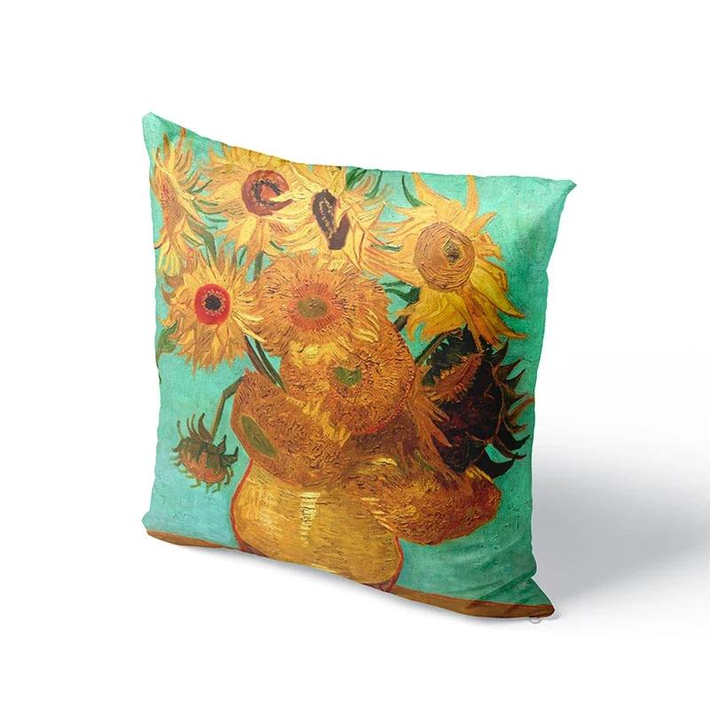 Oil Painting Pillowcase Sofa Cushion Cover Sunflower Throw Pillow Cover Wedding Party Home Decor