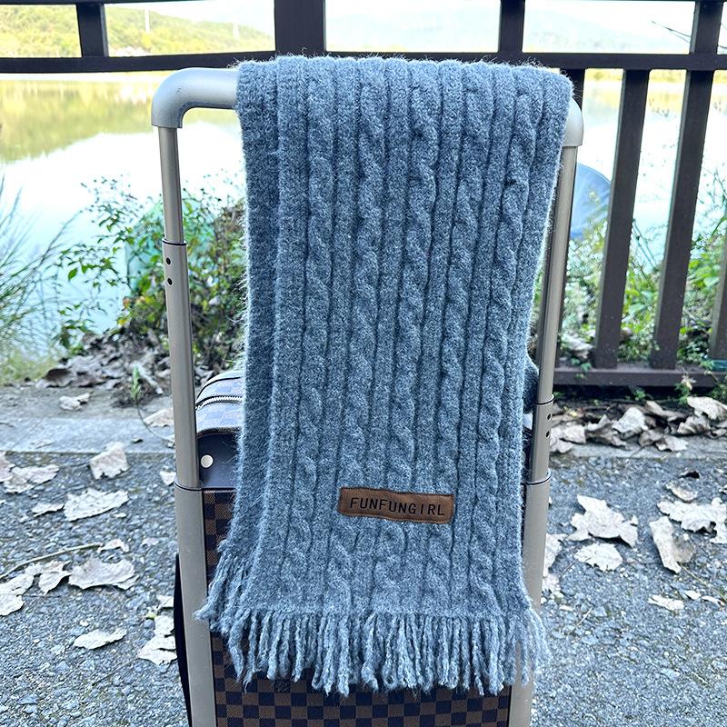 

Премиальный однотонный шерстяной теплый парный шарф мужской и женский универсальный вязаный шерстяной шарф серый