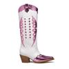 European and American new thick heel pointed head color matching embroidered western boots V mouth but knee high heel sleeve western boots women