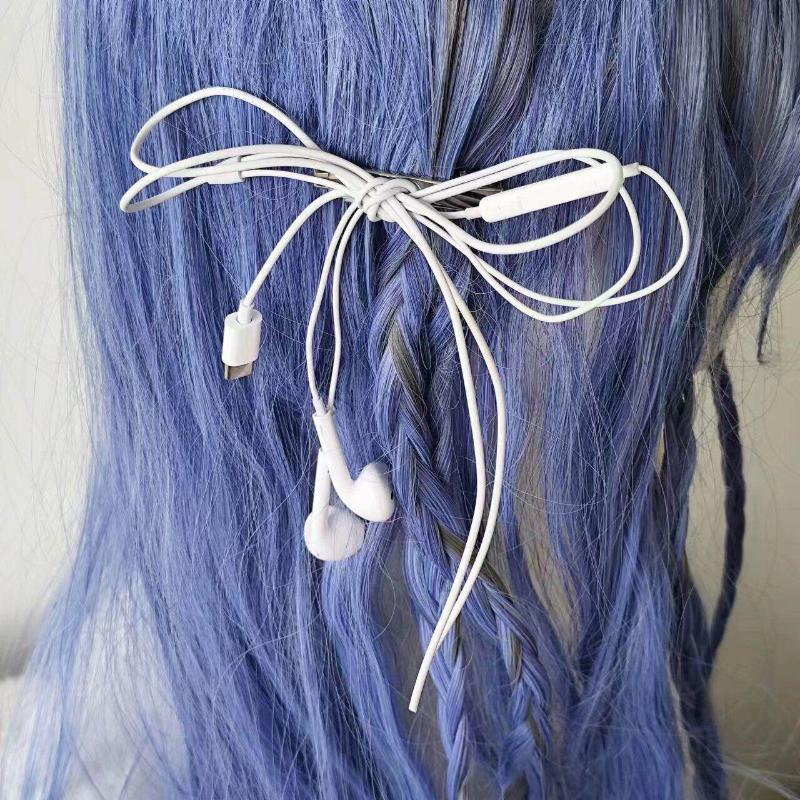 Funky Y2K Headphone Wire Bow Hair Clips Retro Style for Teen Fashion