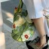 Canvas Material Floral Pattern Bucket Bag Floral Design Creative Canvas Handbag  Outdoor Activities