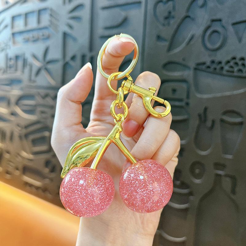 Creative Glitter Cherry Keychain — Trendy Bag Charm