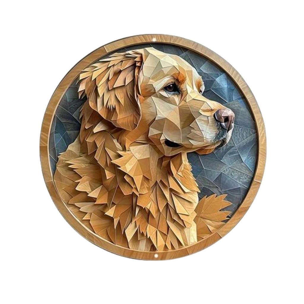 Round Metal Aluminum Sign Faux Embossing Wreath Sign Living Room Decoration Mothers Day Gifts French Bulldog Themed Decoration