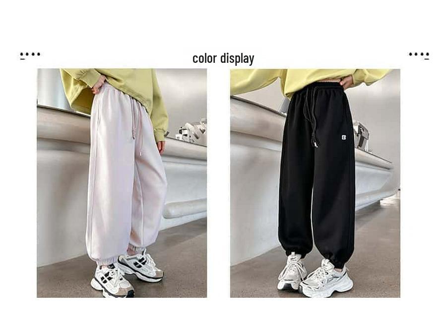 Girls' Spring/Autumn 2025 Casual Loose Drawstring Sports Sweatpants