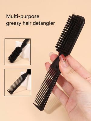 Double Sided Hair Comb Neck Dust Collector Cleaning Brush Hair Debris Removal Comb Hair Cutting Tool Special for Real Hair Wigs