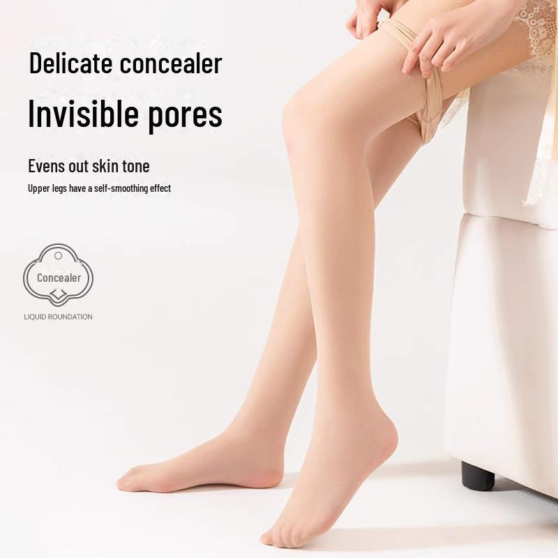 Women's Anti-Snag Flesh-Colored Stockings - Small & Large Sizes for Leg Concealing and Skin Smoothing