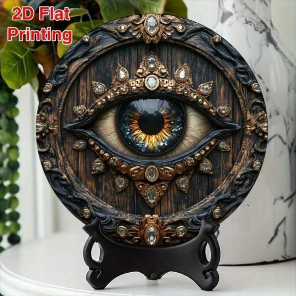 Vintage Metal Wall Art Blue Gold 2D Flat Eye Design Home Decor Garden Kitchen Living Room