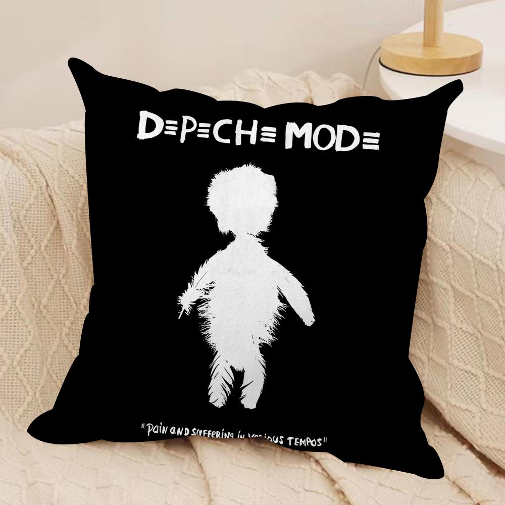 DDepecheMode LOGO Cushion Cover Silky Short Plush Invisible Zipper Dustproof Sofa Pillow Case for Home Decor