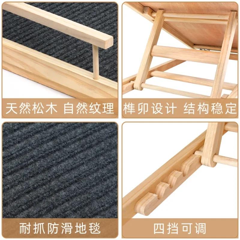 Portable Wooden Folding Pet Ramp Adjustable Non-Slip Dog and Cat Ladder Safe Access for Couch Bed or Car Durable Pet Ramps