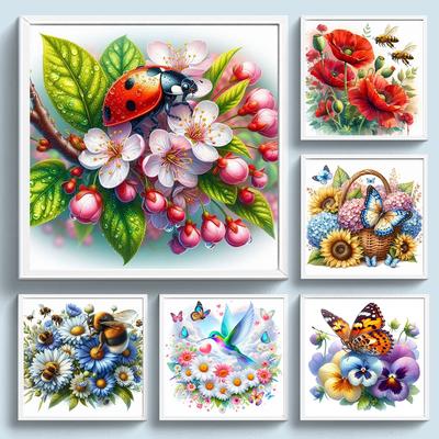 Full Embroidery Cotton Thread 11CT Printed Flower Cross Stitch Kit Art
