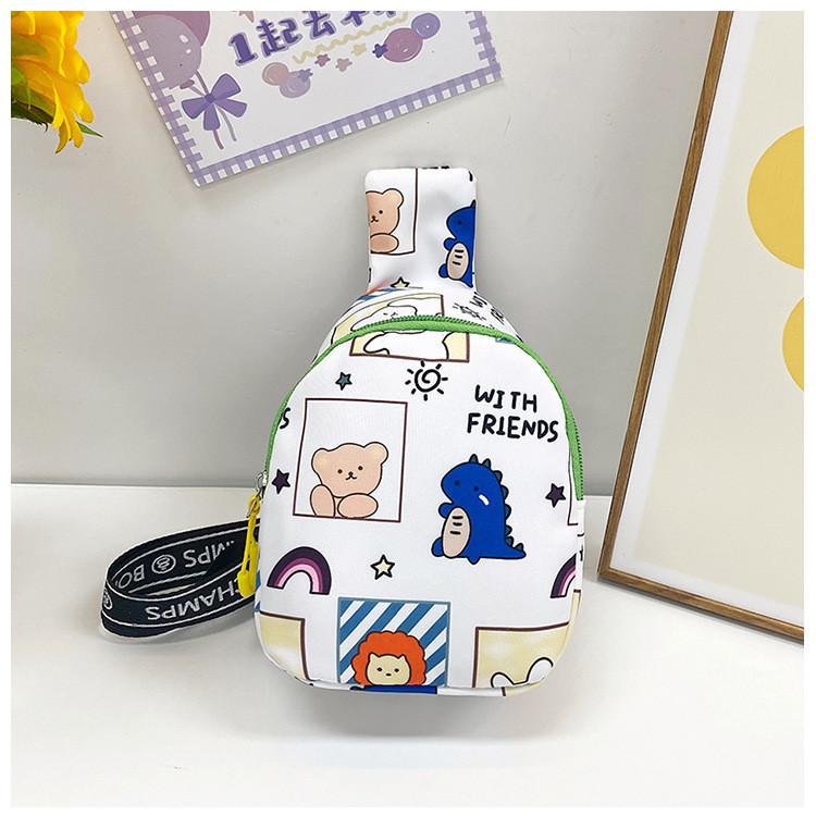 Adorable Cartoon Kids Chest Bag For Boys And Girls Lightweight Nylon School Bag