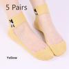 5 Pairs Socks Women Spring/summer Thin Cute Cartoon Ribbed Crystal Silk Women's Socks Glass Silk Women's Socks