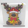 Wooden Holiday Ornament Christmas Napkin Holder for Table, Santa Snowman Reindeer Tree Cocktail Square Storage Tissue Dispenser Winter Parties,