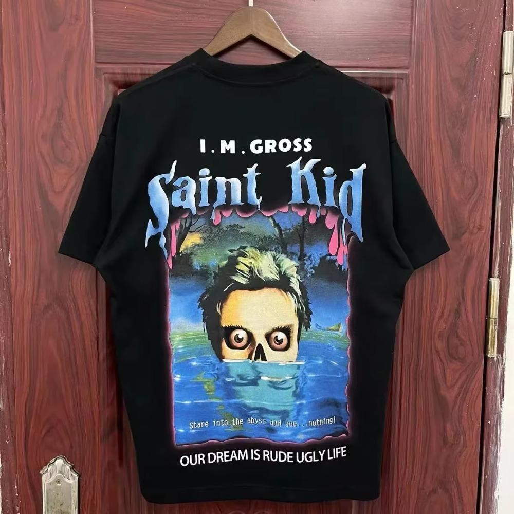 2024 New Summer Saint Michael Colorful Cartoon Comics Print Men Women T Shirt Top Quality Tee T-Shirt Cotton White Tops