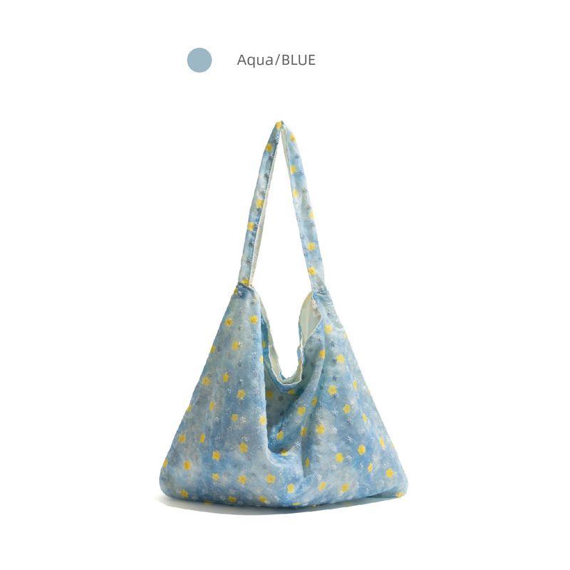 

Ckkui Pastoral Gentle Small Fresh Polka Dot Bag 2025 Early Summer Wear Shoulder Bag Large Capacity Totes Water Blue
