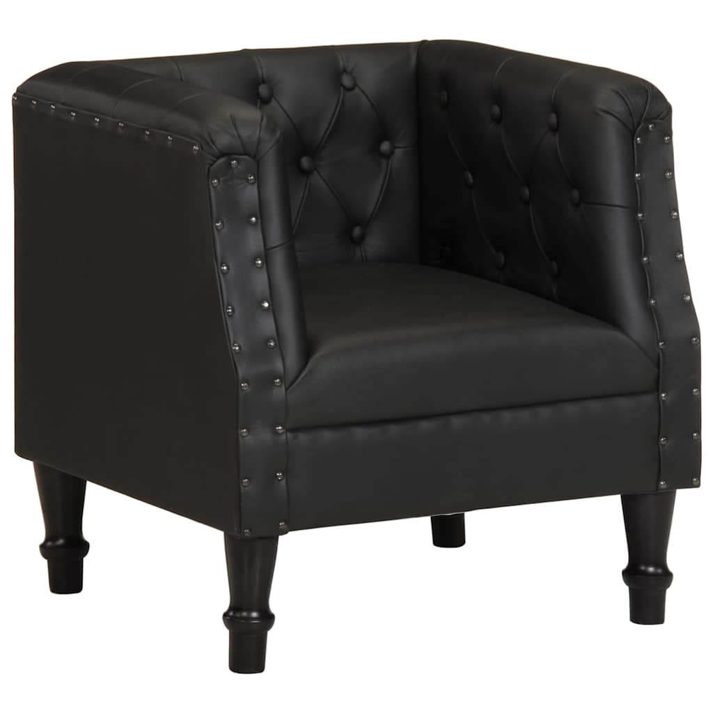 Armchair Black Genuine Leather