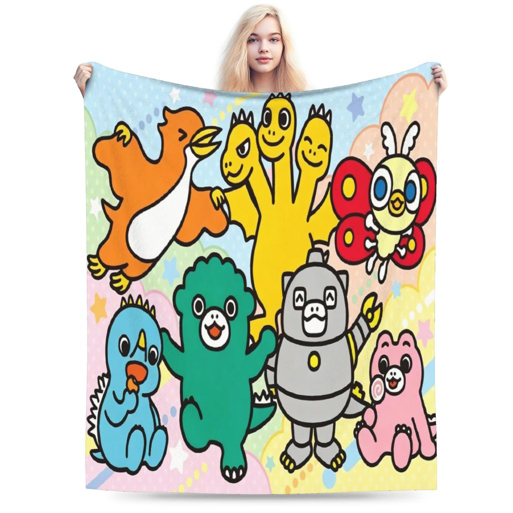 Chibi Monster Island Buddies Fleece Throw Blankets 80S Blanket For Sofa Office Super Soft Bed Rug