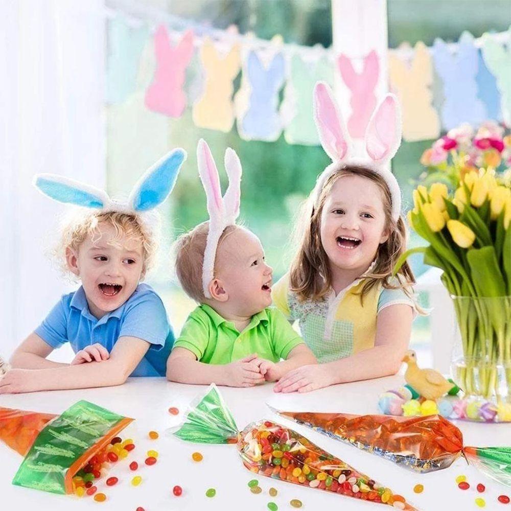 

20/50/100pcs Plastic Rabbit Gift Bag Carrot Shape Easter Baking Pack Bag Kids 50pcs
