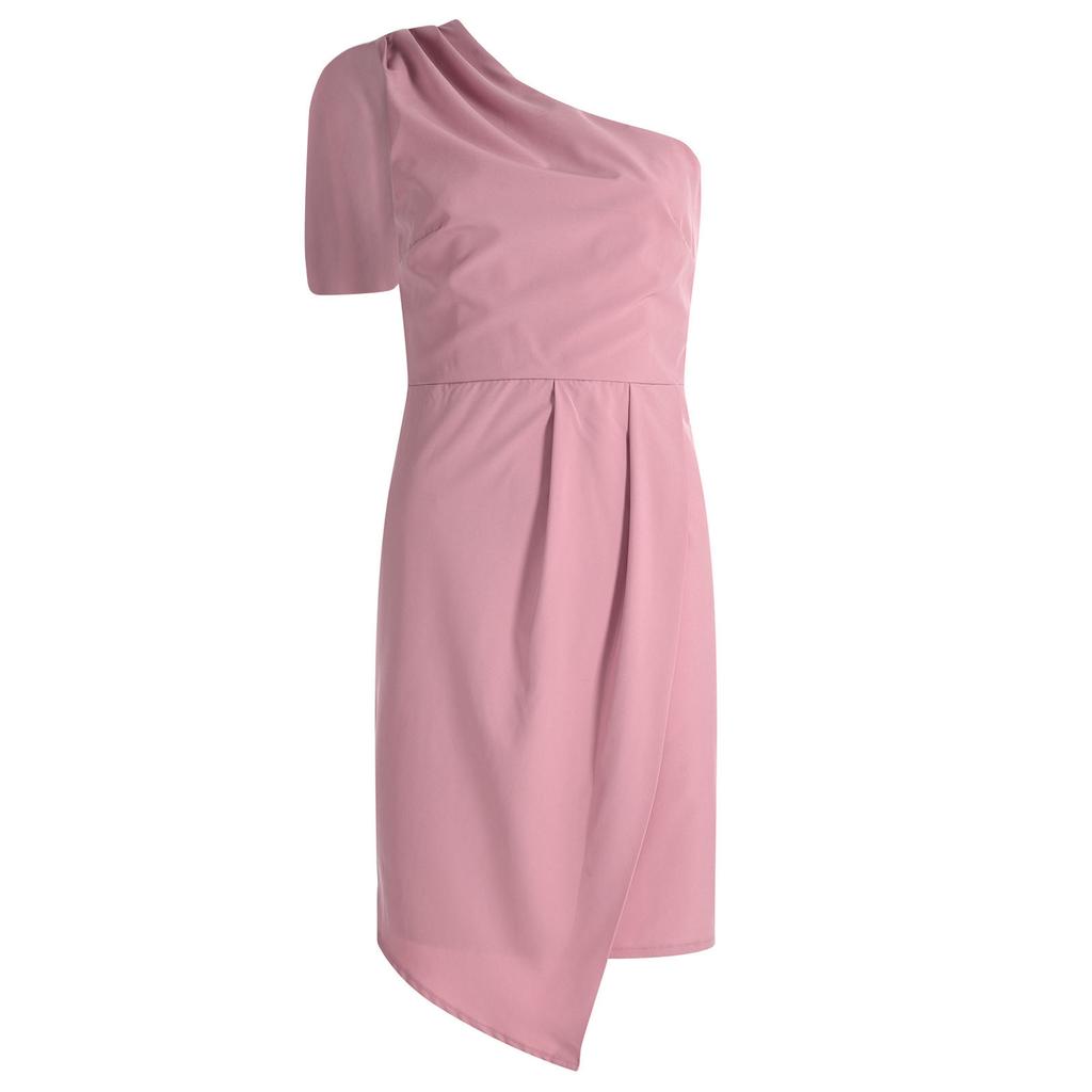 Women Casual Solid Color One-Shoulder Sleeveless Tie Dress Short Skirt