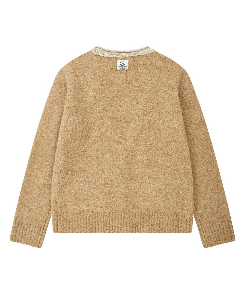 LMR Contrast Point Boucle Cardigan Beige