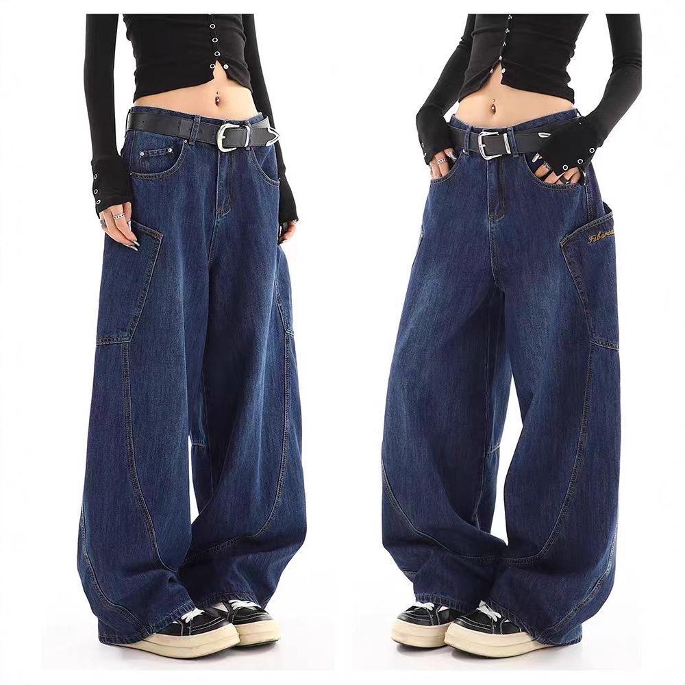 Plus Size Women's Retro Straight-Leg Jeans: Casual Wide-Leg Workwear for Spring and Autumn