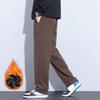 Coffee Khaki Black Gray Loose Casual Pants Men Winter Fleece Thermal Fashion Trousers Thick Velvet Straight Wide Leg Sweatpants