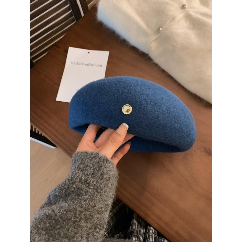 

Большой Обхват Головы Шерстяной Берет Женский Осенне-Зимний Меняющий Лицо Ретро Шляпа Художника one size