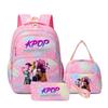 Girls' Group Printed Backpack, Teenage Girl Student Schoolbag, Children'S Large-Capacity Schoolbag Three-Piece Set