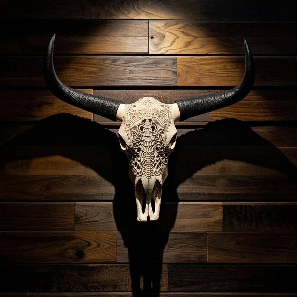 Southwestern Bull Skull Wall Decor Resin Hanging Farmhouse Boho